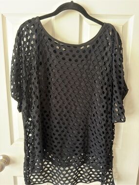 Miracle Wear Black Crochet Mesh Tunic Top